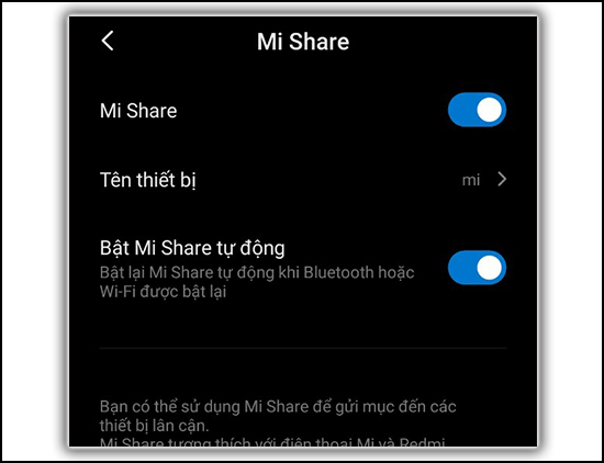 Tính năng Mishare